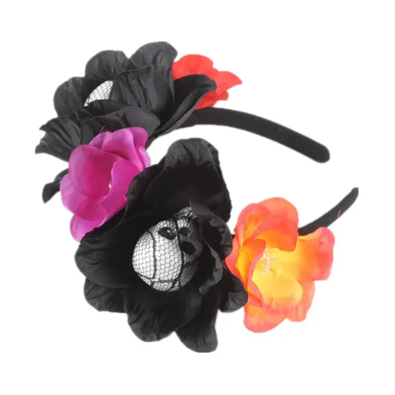Red Floral Skull Headband for Halloween Party — feature 17
