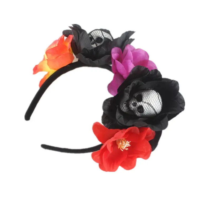 Red Floral Skull Headband for Halloween Party — feature 18