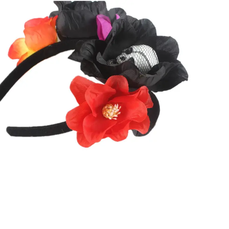 Red Floral Skull Headband for Halloween Party — feature 19