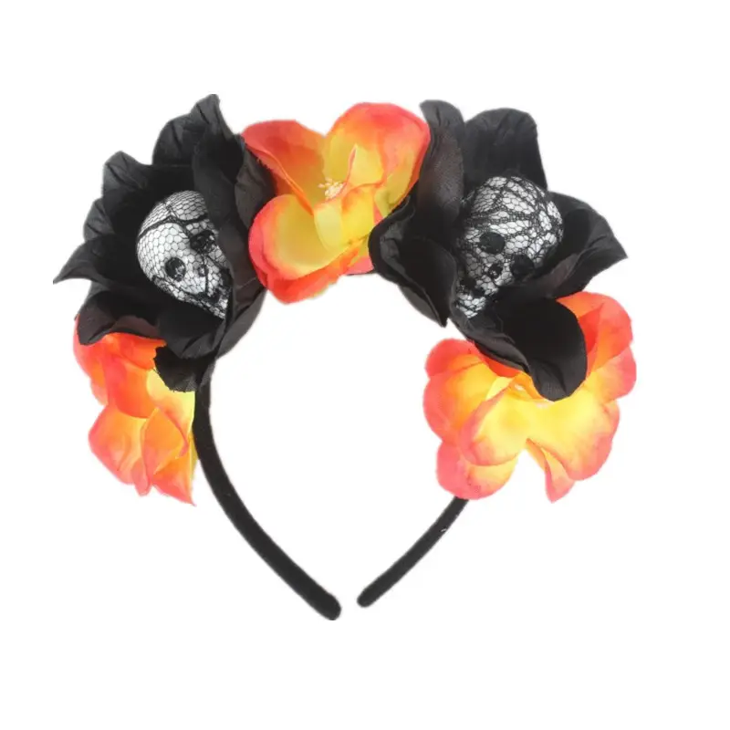Red Floral Skull Headband for Halloween Party — feature 23