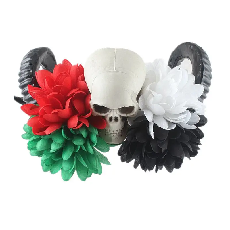 Red Floral Skull Headband for Halloween Party — feature 24
