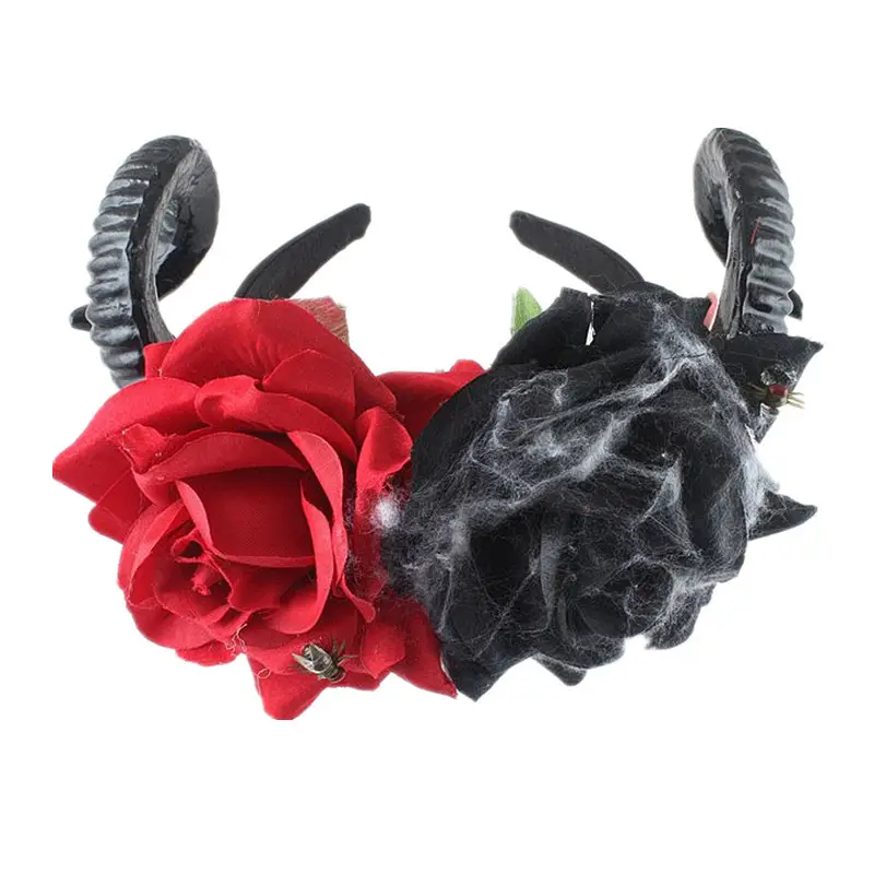 Red Floral Skull Headband for Halloween Party — feature 26