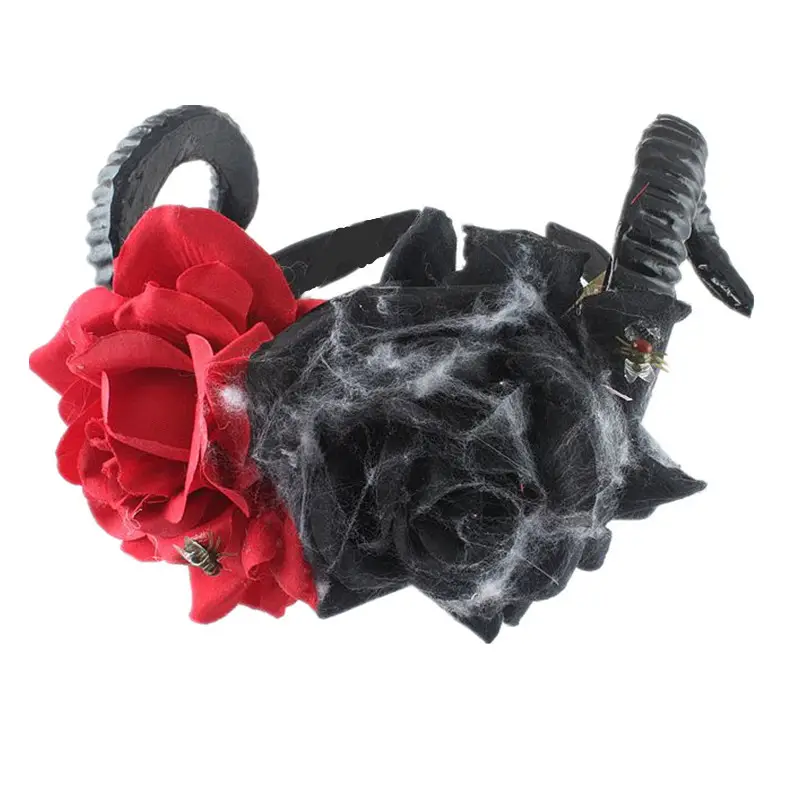 Red Floral Skull Headband for Halloween Party — feature 28
