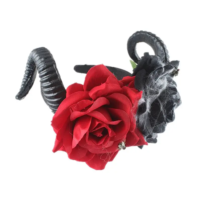 Red Floral Skull Headband for Halloween Party — feature 29