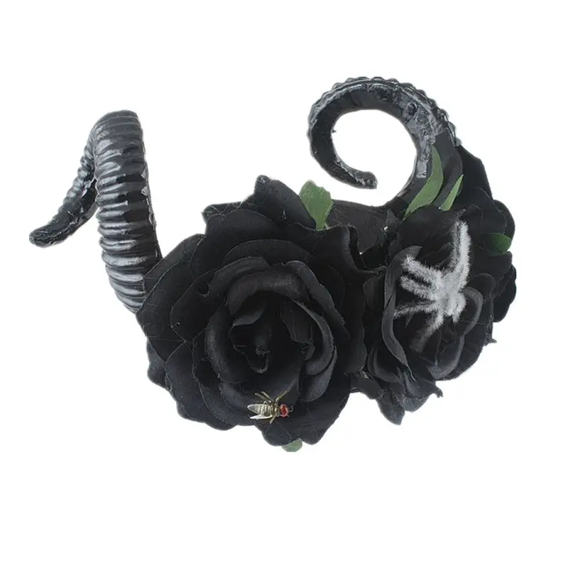 Red Floral Skull Headband for Halloween Party — feature 31