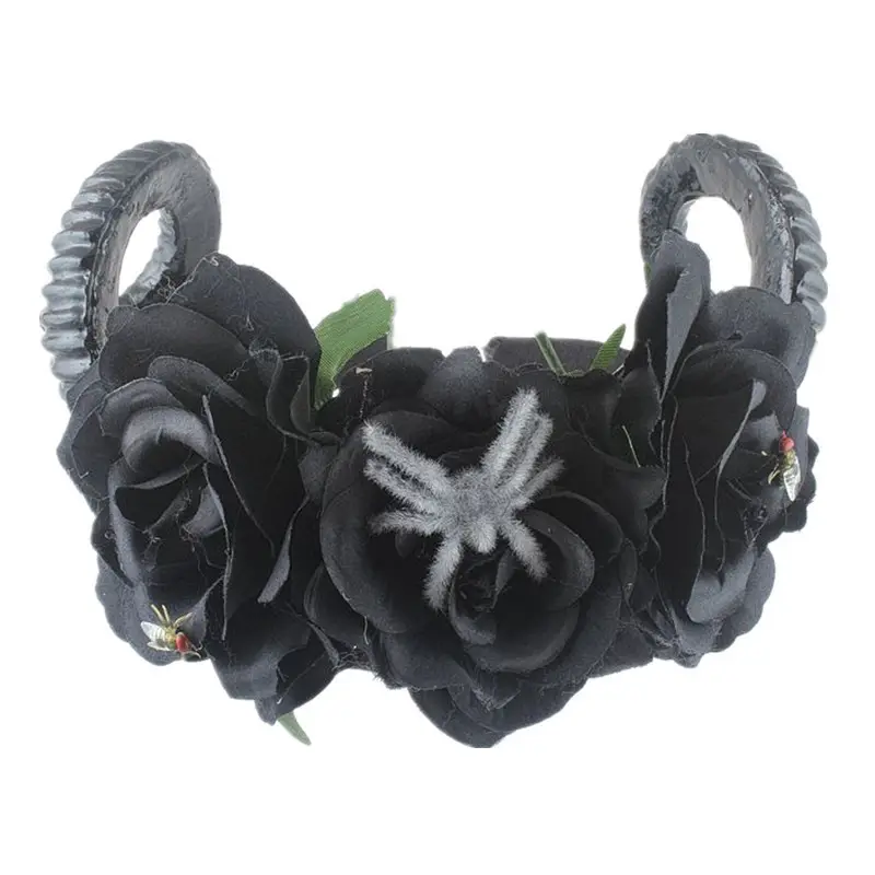 Red Floral Skull Headband for Halloween Party — feature 34