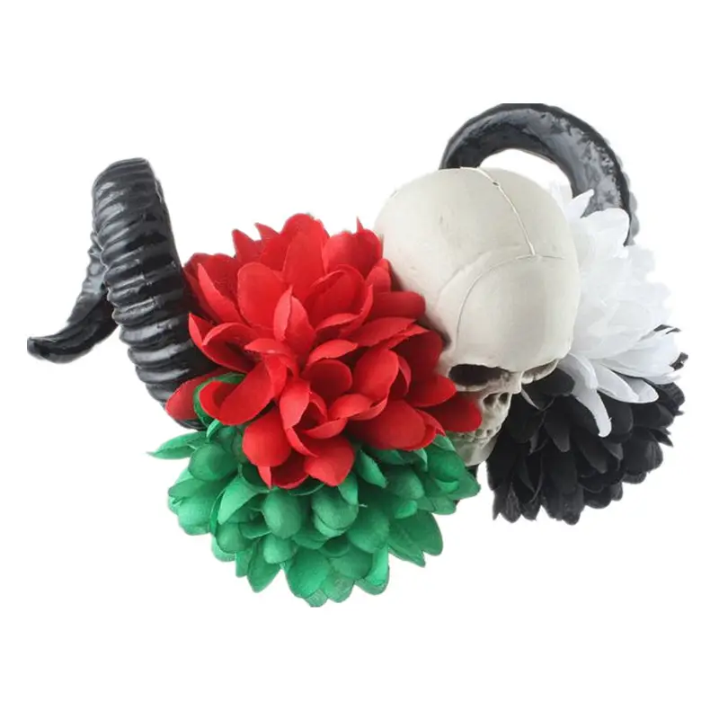 Red Floral Skull Headband for Halloween Party — feature 35