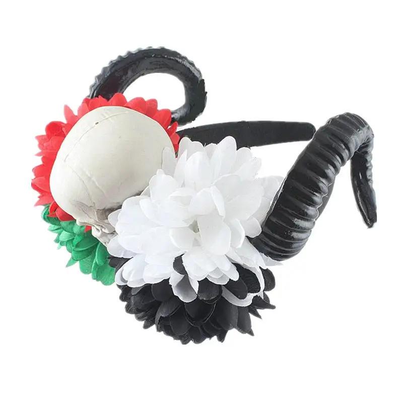 Red Floral Skull Headband for Halloween Party — feature 36