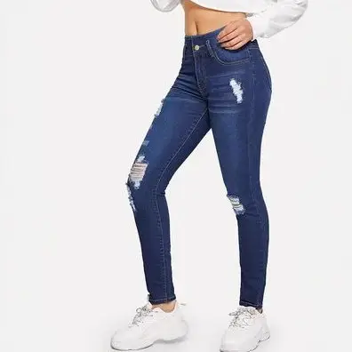 Women Ripped Jeans Light Blue Skinny Fit - Image 5