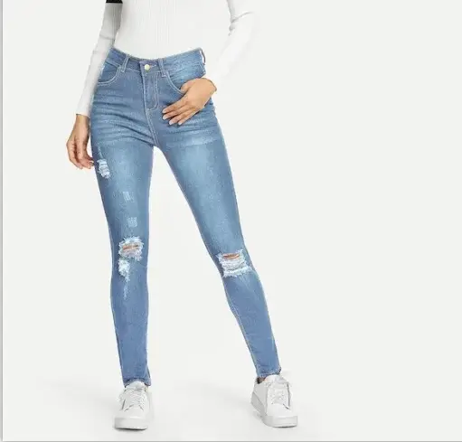 Women Ripped Jeans Light Blue Skinny Fit — feature 3