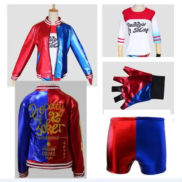 Harley Quinn Anime Cosplay Suit Red Blue Shorts - Image 8