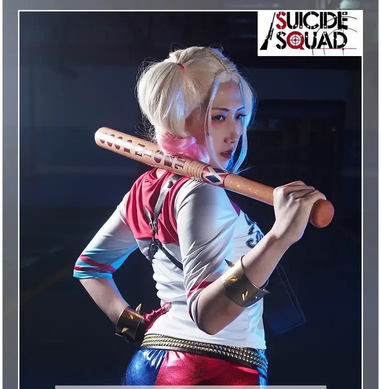 Harley Quinn Anime Cosplay Suit Red Blue Shorts — feature 1