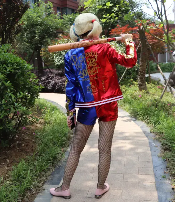 Harley Quinn Anime Cosplay Suit Red Blue Shorts — feature 13