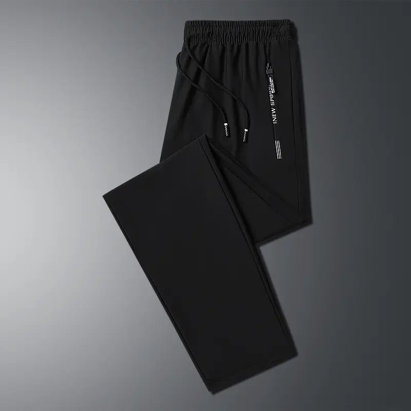 Men Ice Silk Elastic Pants M-280kg Black Grey - Image 2