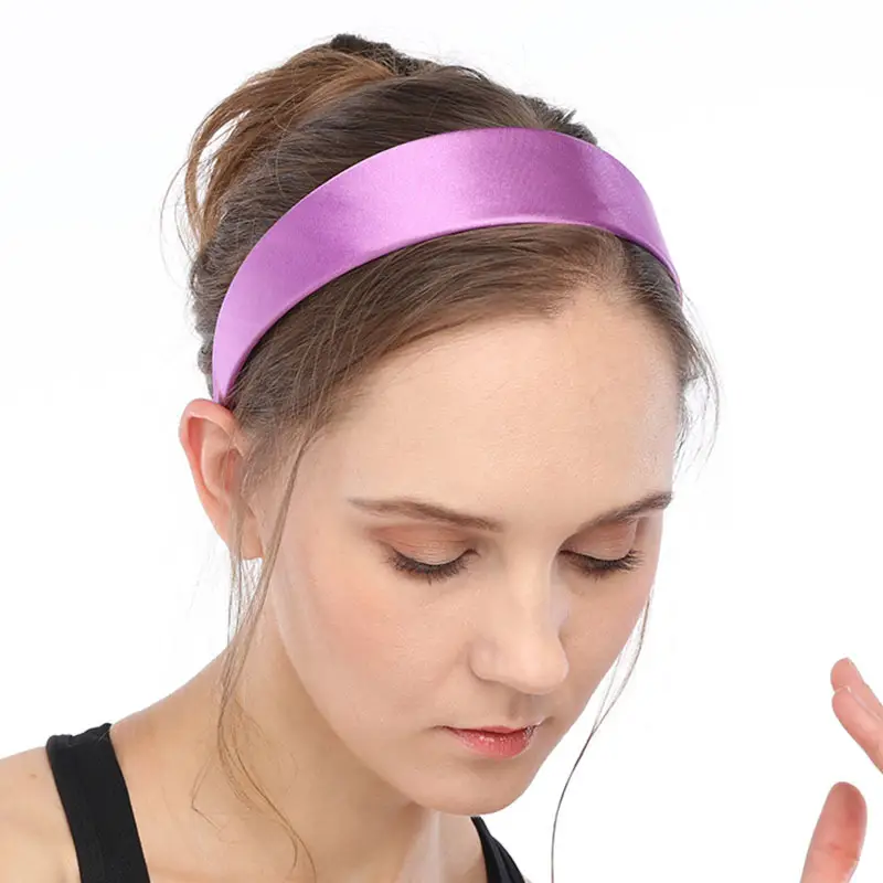 Wide Brim Satin Headband Pink Women's Face Wash - Image 18