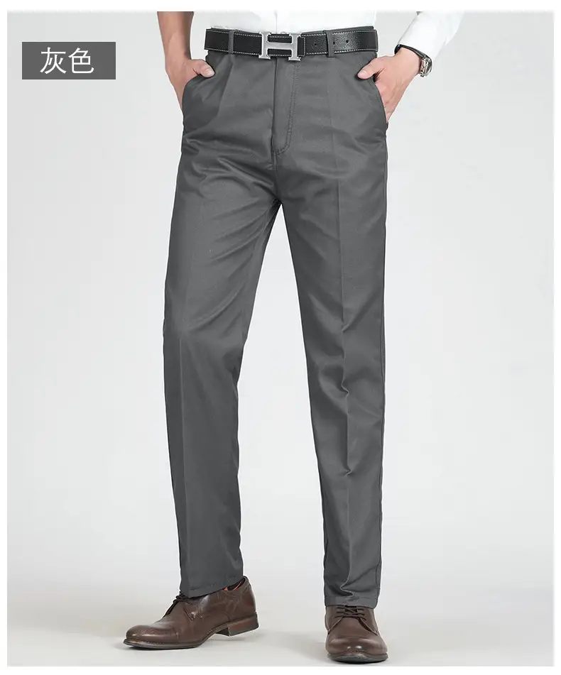 Men Cotton Anti-Wrinkle Straight Tube Pants Black — feature 12