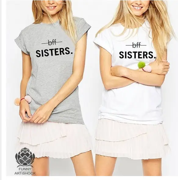 Bff Sister T-Shirt Grey White Shorts Set