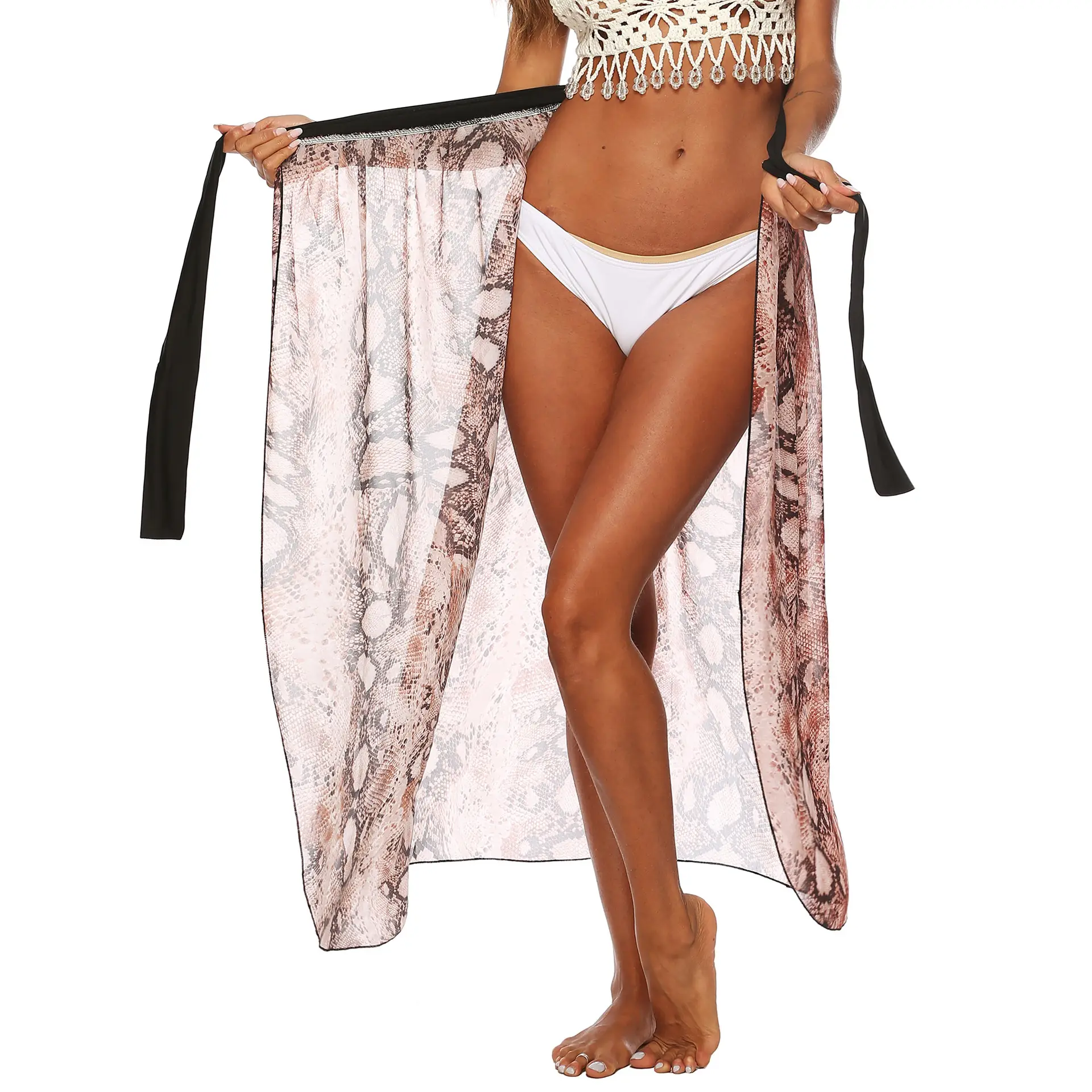 Women's Printed Chiffon Beach Skirt with Strap