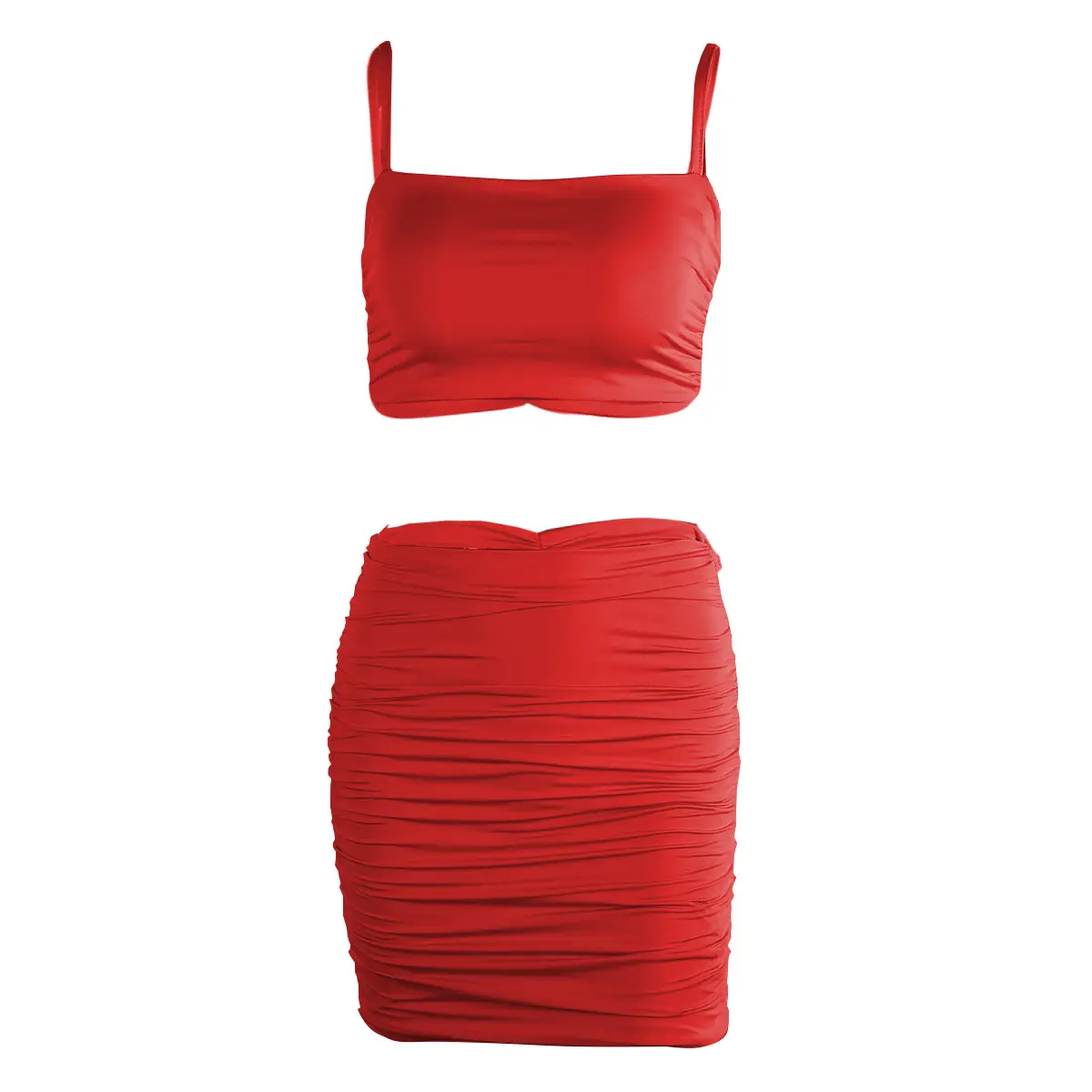 2024 Orange Ruched Camisole & Bodycon Set - Image 12