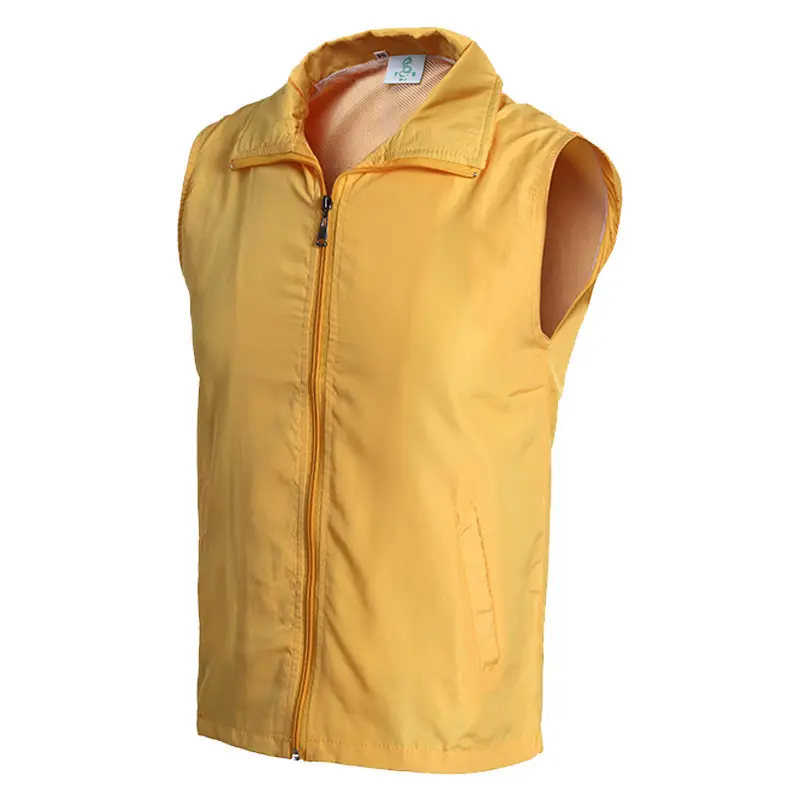 Men Sleeveless Vest Lapel Collar Yellow - Image 5