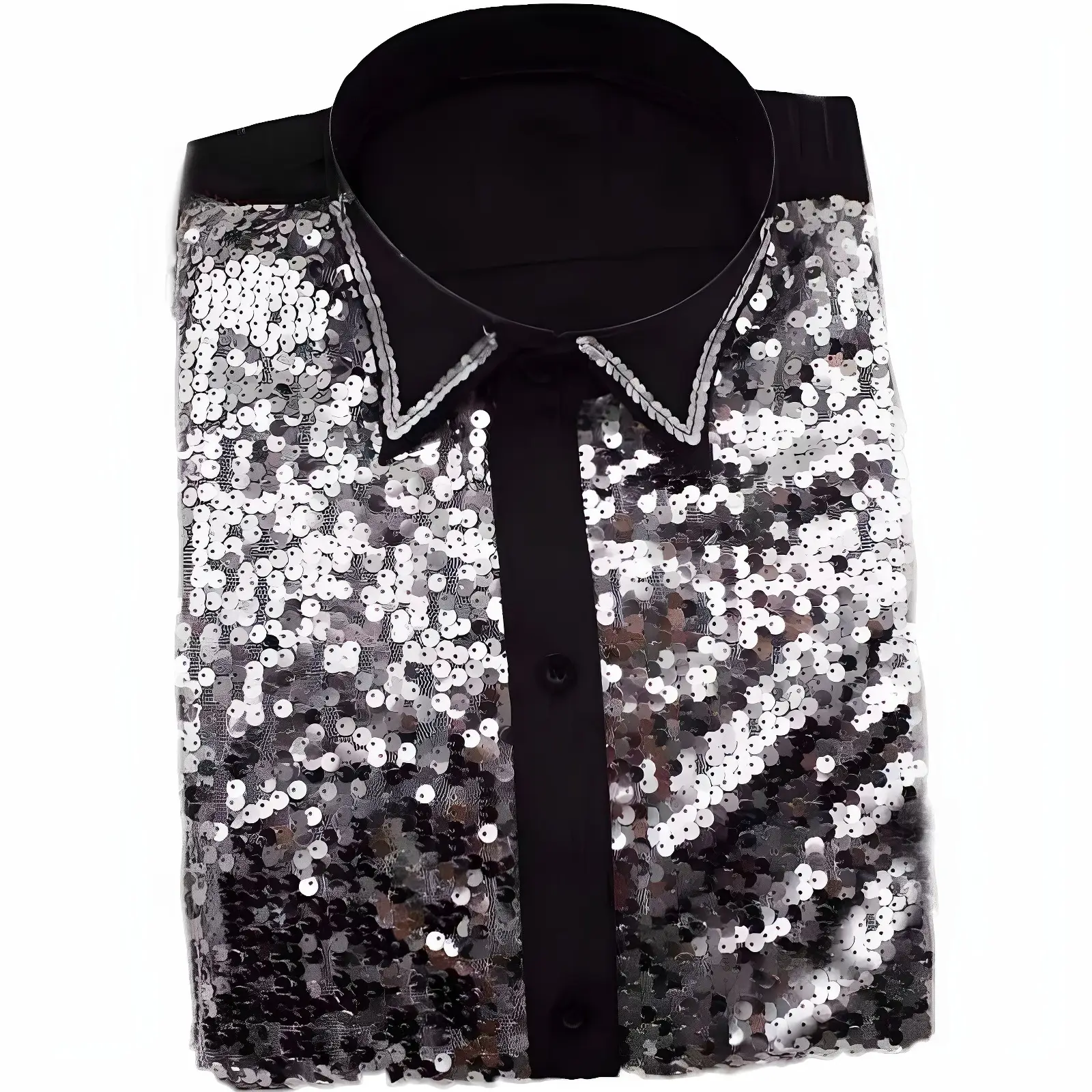 Red Sequin Men's Evening Shirt with Back Zip