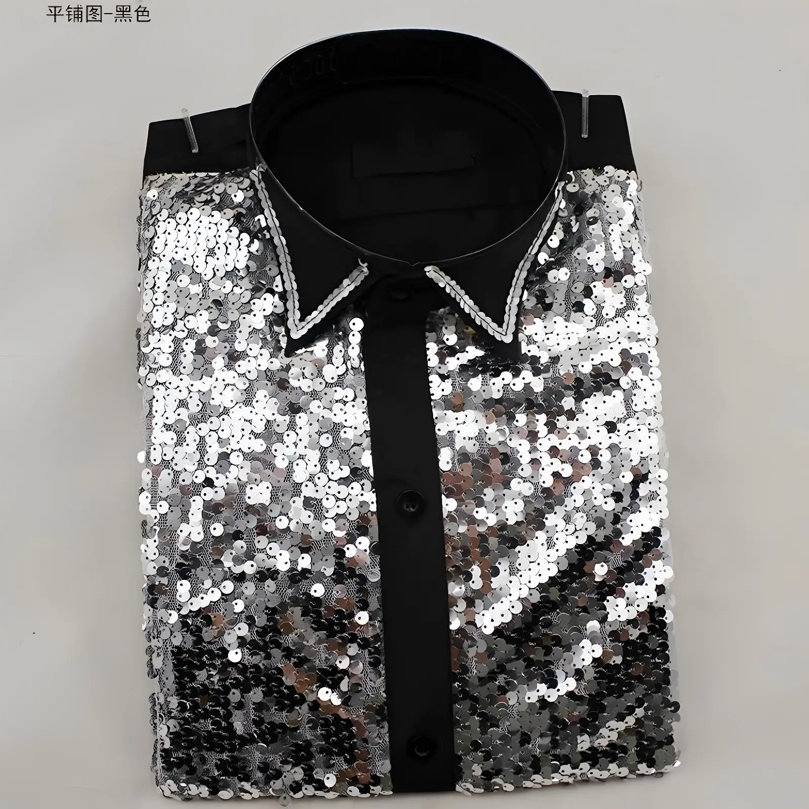 Red Sequin Men's Evening Shirt with Back Zip — feature 12