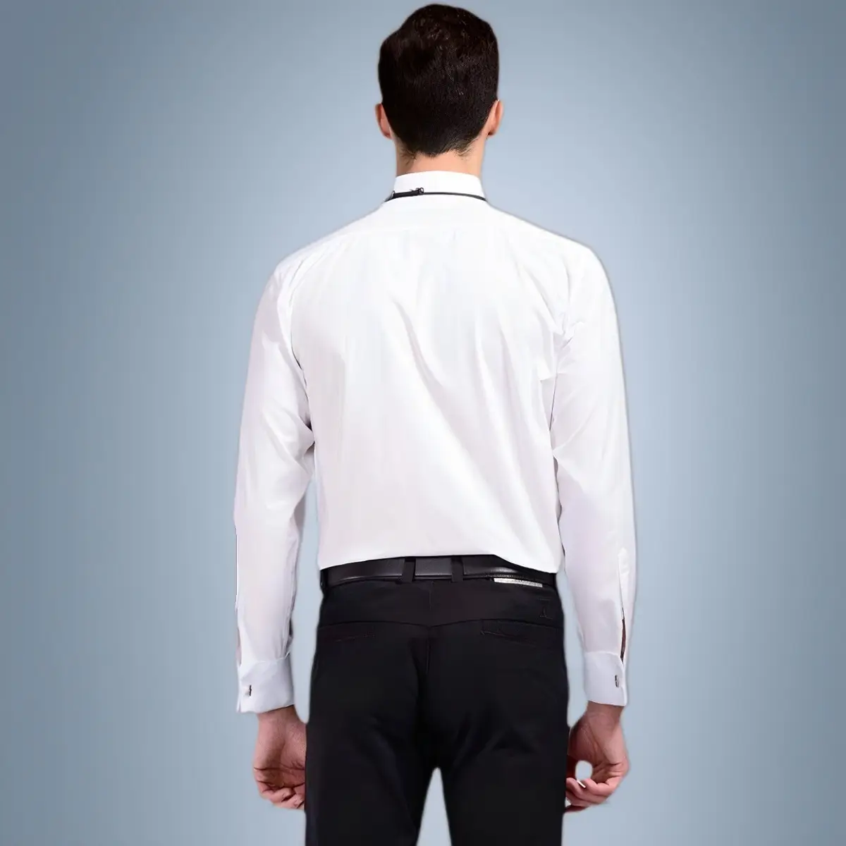 Men's White Tie Shirt with Red Bow Tie — feature 16