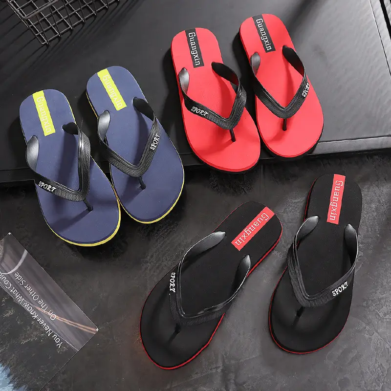 Men's Black Red Flip Flops Summer Sandals