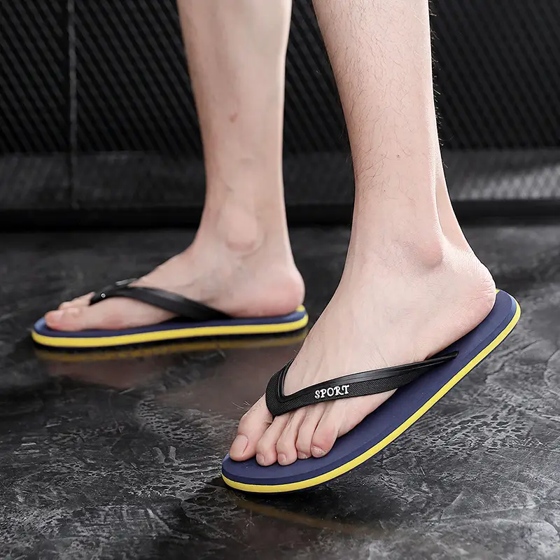 Men's Black Red Flip Flops Summer Sandals