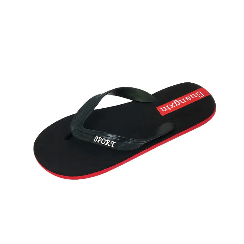 Men's Black Red Flip Flops Summer Sandals