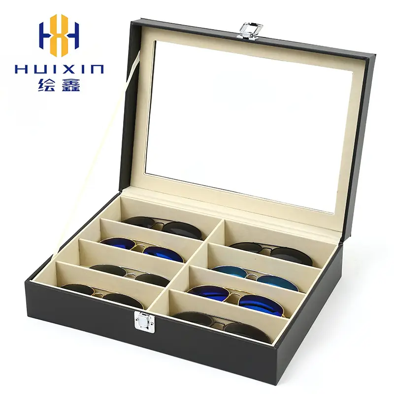 Flip Pu Leather 8-Slot Glasses Case with Mirror - Image 4