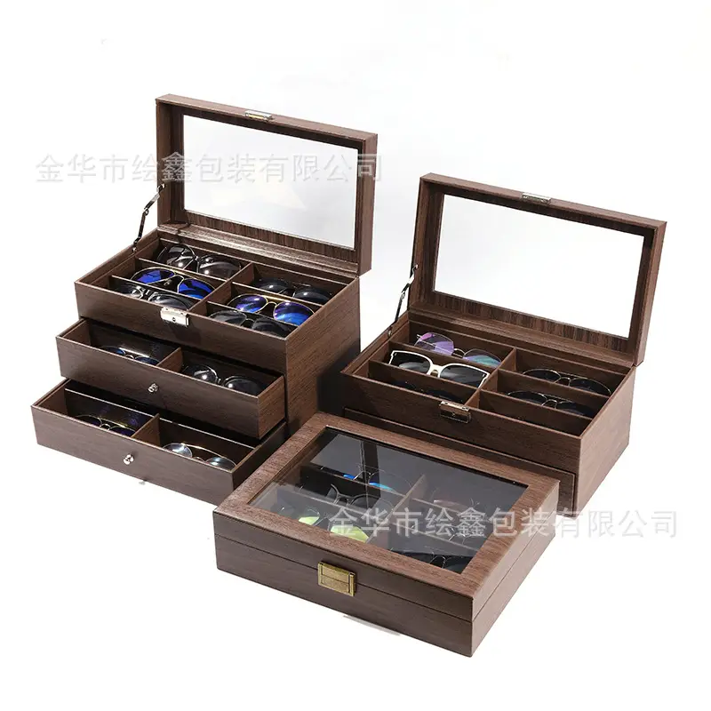 Flip Pu Leather 8-Slot Glasses Case with Mirror - Image 5