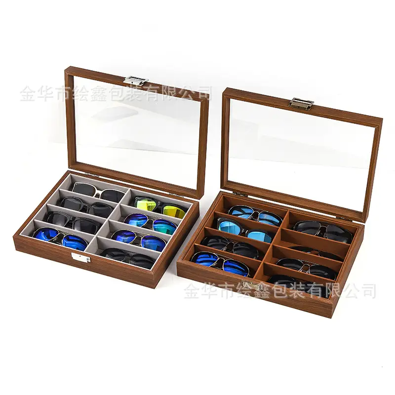 Flip Pu Leather 8-Slot Glasses Case with Mirror - Image 6
