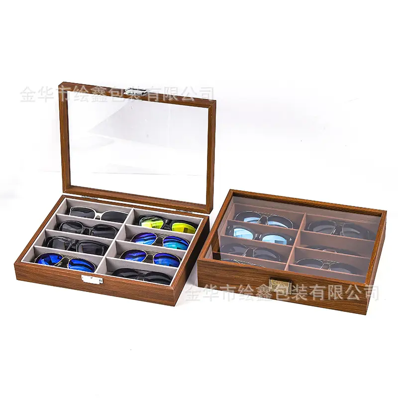 Flip Pu Leather 8-Slot Glasses Case with Mirror - Image 7