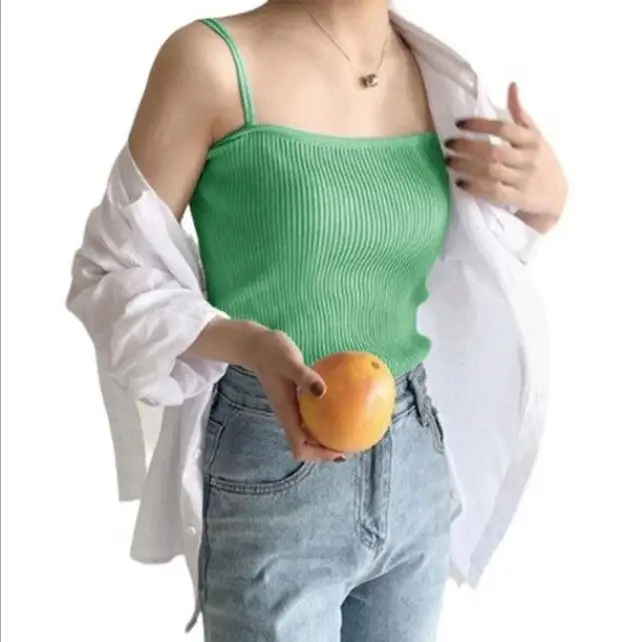 Women Black Slim Knit Camisole Summer Top - Image 8