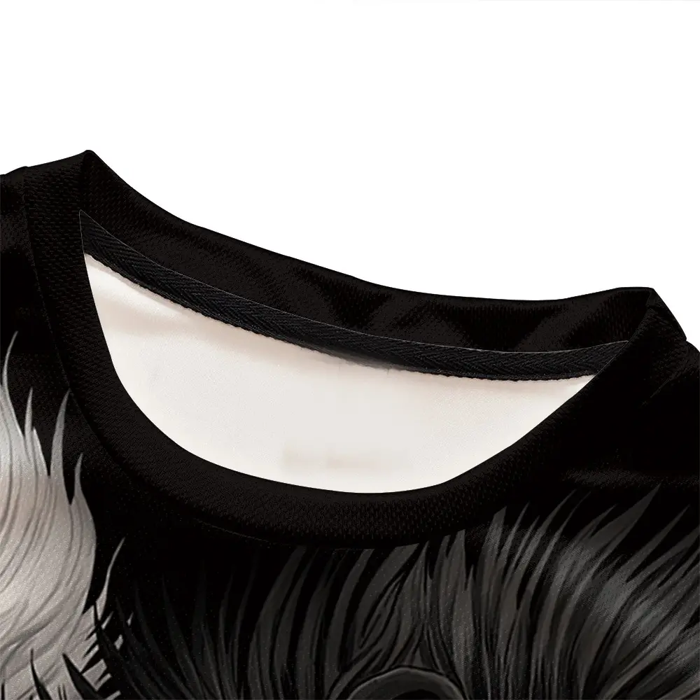 Men Printed Yin Yang Lion T-Shirt Black — feature 7