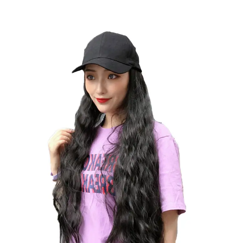 Long Curly Hair Wig with Peaked Cap for Women - Image 5