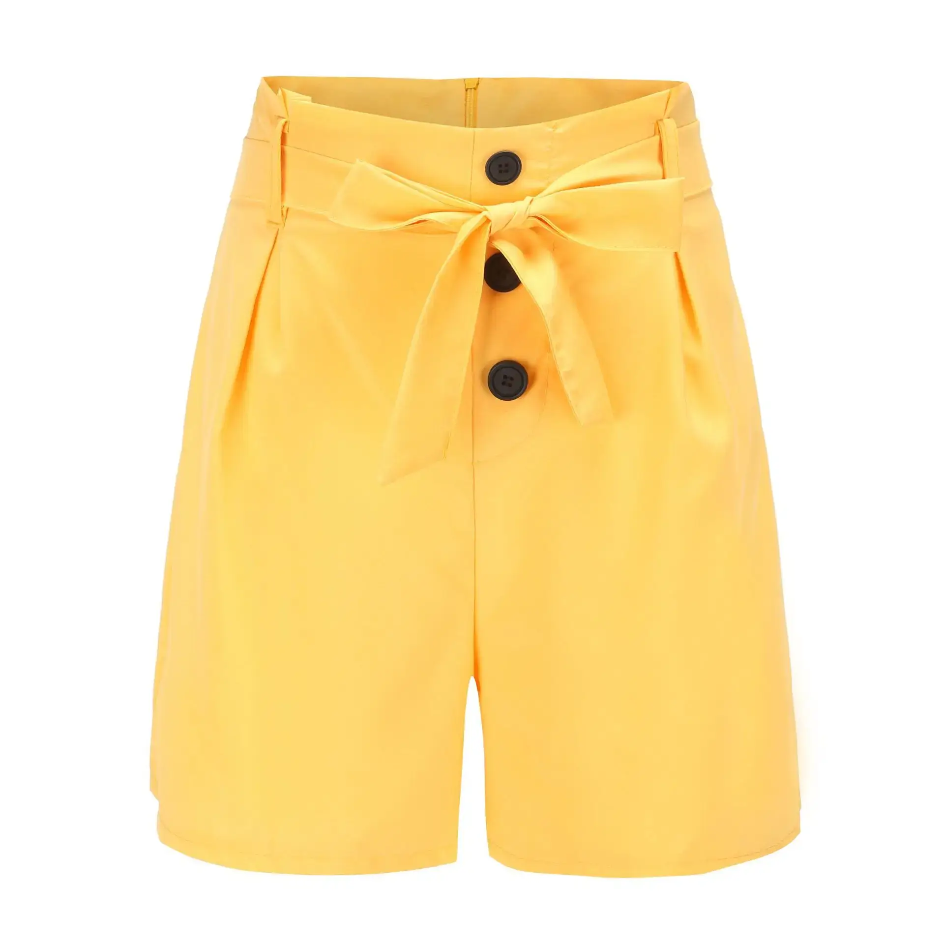 Women's Yellow Palm Print High Waist Shorts Set