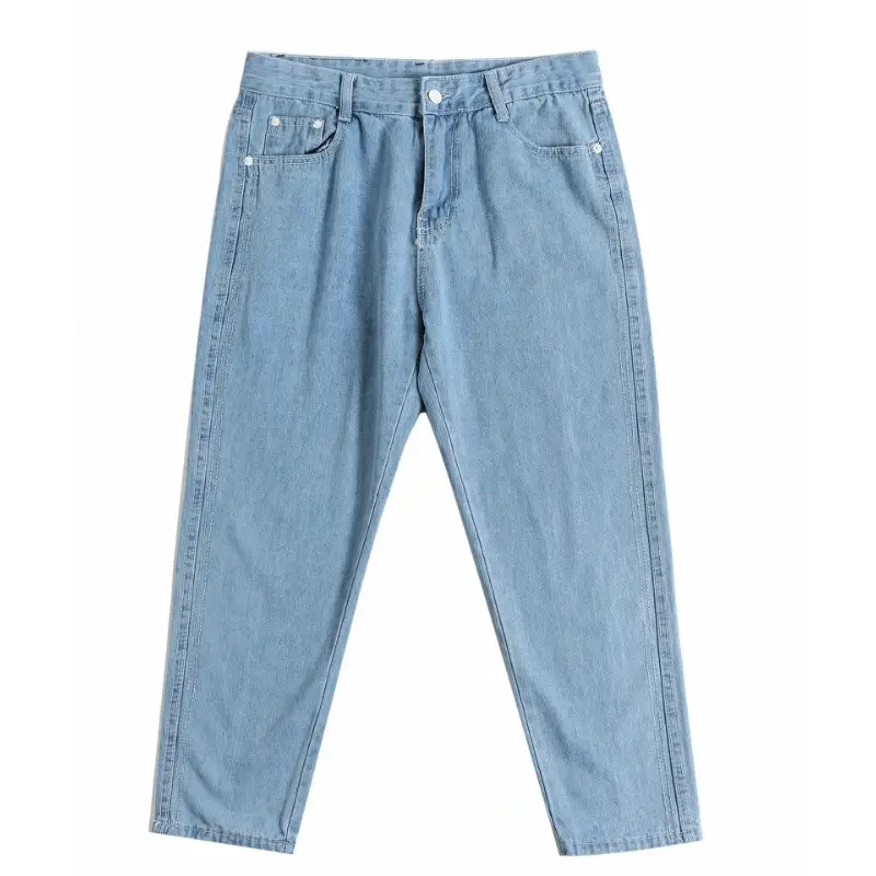 Men's Loose Cropped Jeans Summer Light Blue Radish Style