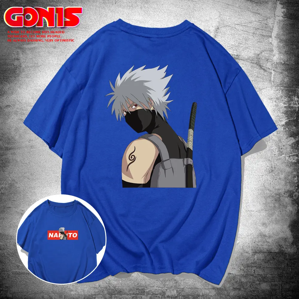 Men's Blue Cartoon T-Shirt with Joint Tattoo Design - Image 5