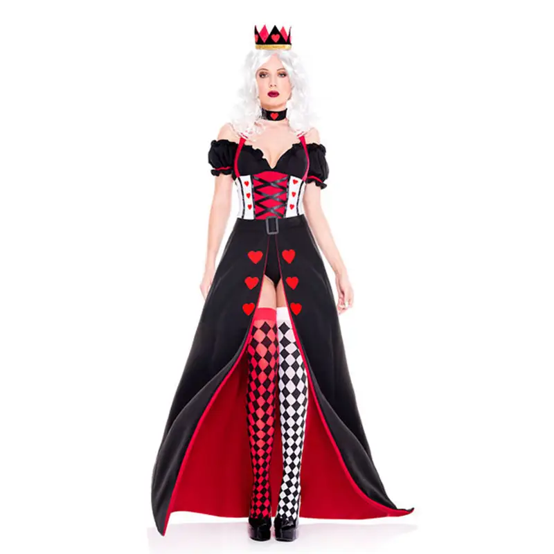 Halloween Queen of Hearts Cosplay Dress Black Red
