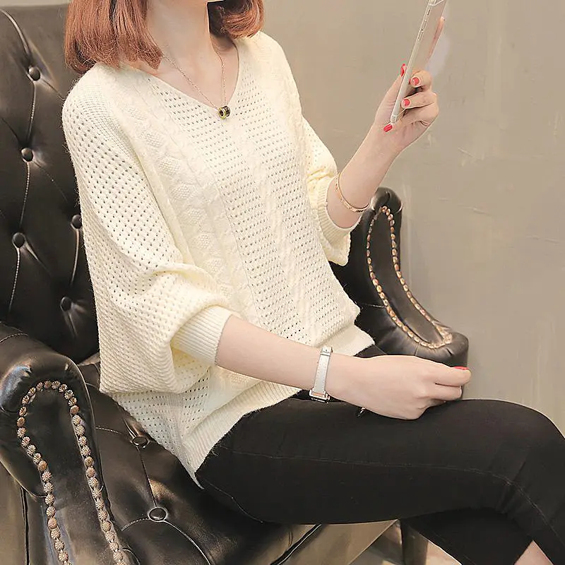 Women's Black Woolen Hollow Out Pullover Sweater - Image 3