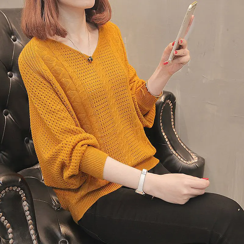 Women's Black Woolen Hollow Out Pullover Sweater - Image 5
