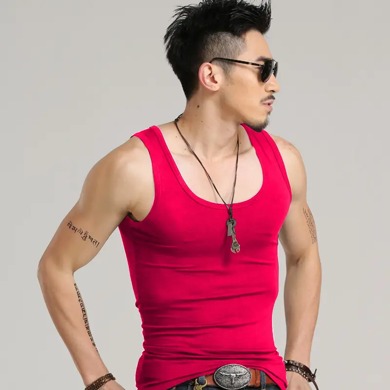 Men Cotton Vest Tank Top White Summer Wear - Image 2