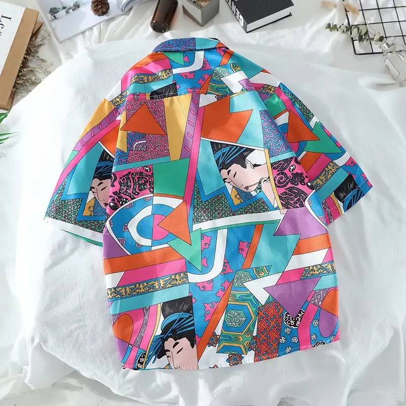 2022 New Men's Printed Short Sleeve Shirt Loose Fit Beach Wear - Image 4