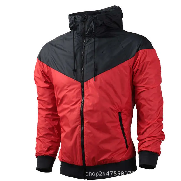 Men's Black Hooded Windbreaker Jacket Spring Autumn Thin Coat