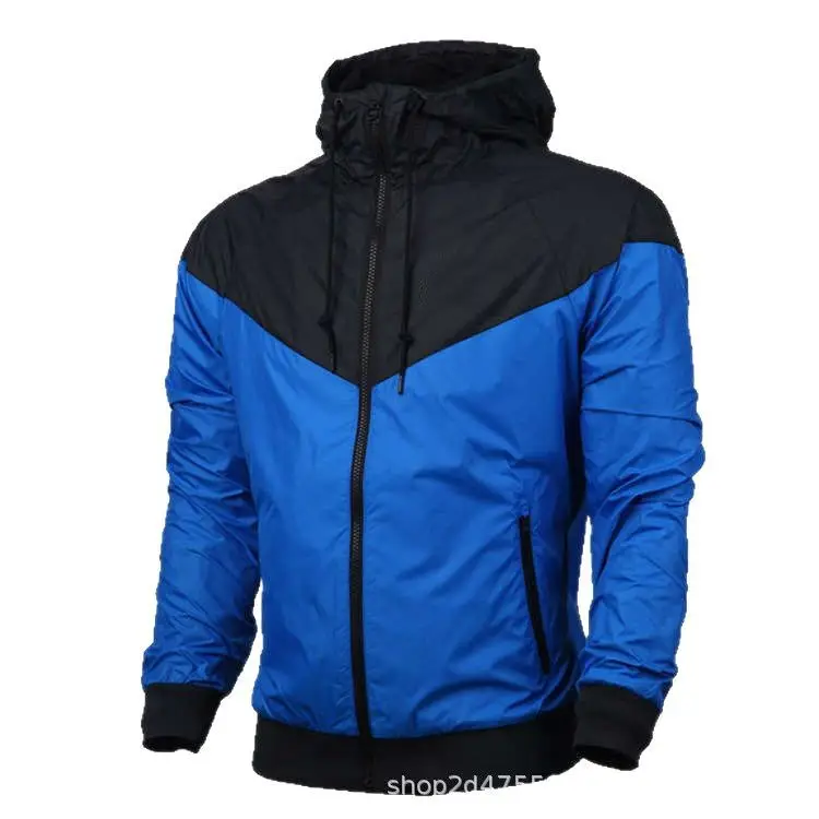 Men's Black Hooded Windbreaker Jacket Spring Autumn Thin Coat
