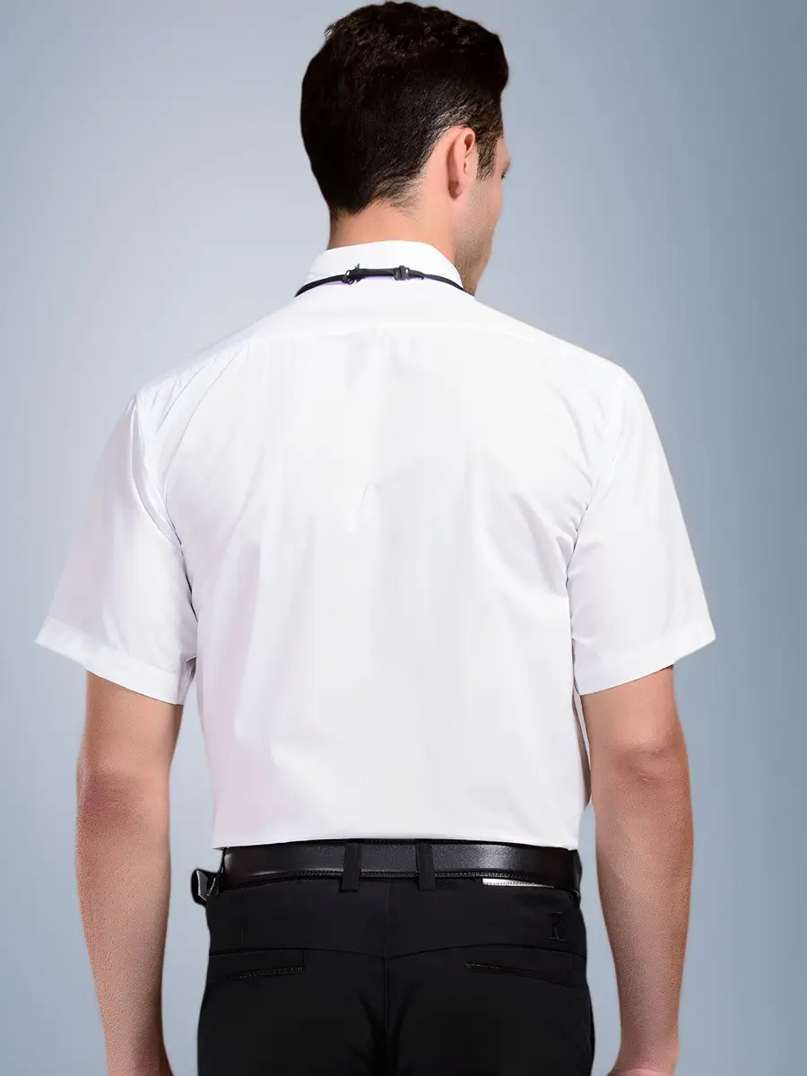 Men's White Short Sleeve Stage Performance Shirt with Bow Tie - Image 6