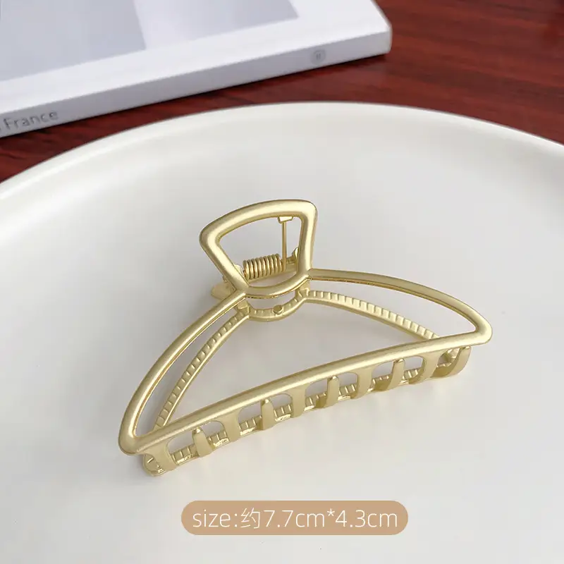 Gold Metal Hairpin Clip Medium Size Geometric Semicircle - Image 2