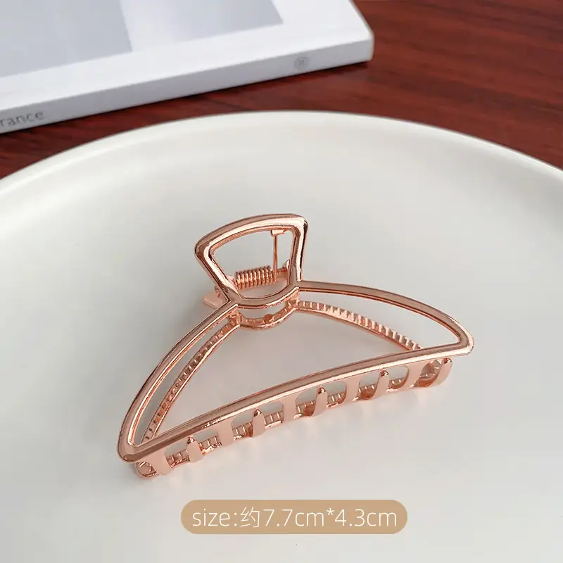 Gold Metal Hairpin Clip Medium Size Geometric Semicircle - Image 3